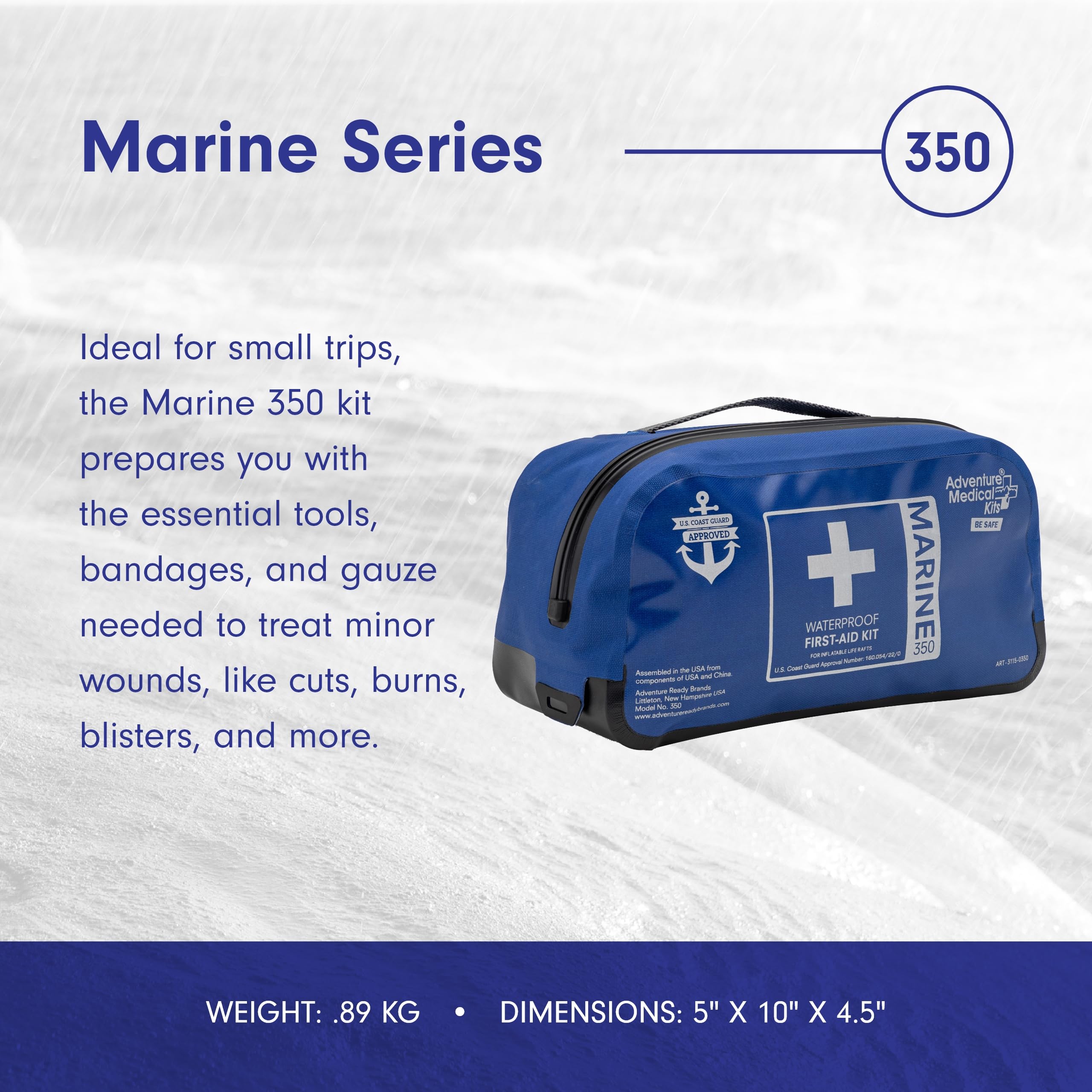Adventure Medical Kits Marine Series 350 marine medicine guide for on-board injuries.