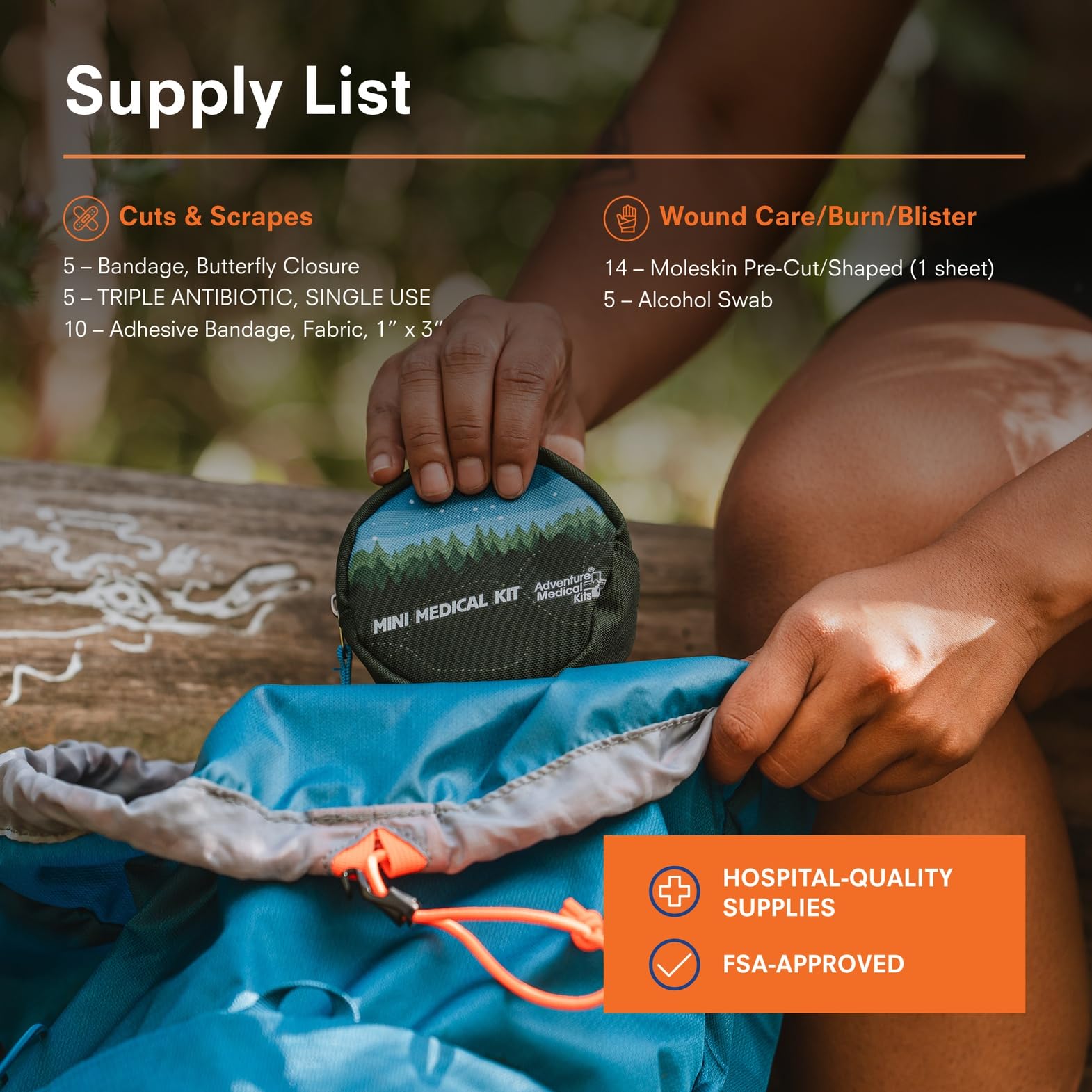 Adventure Medical Kits blister care items support comfortable trekking.