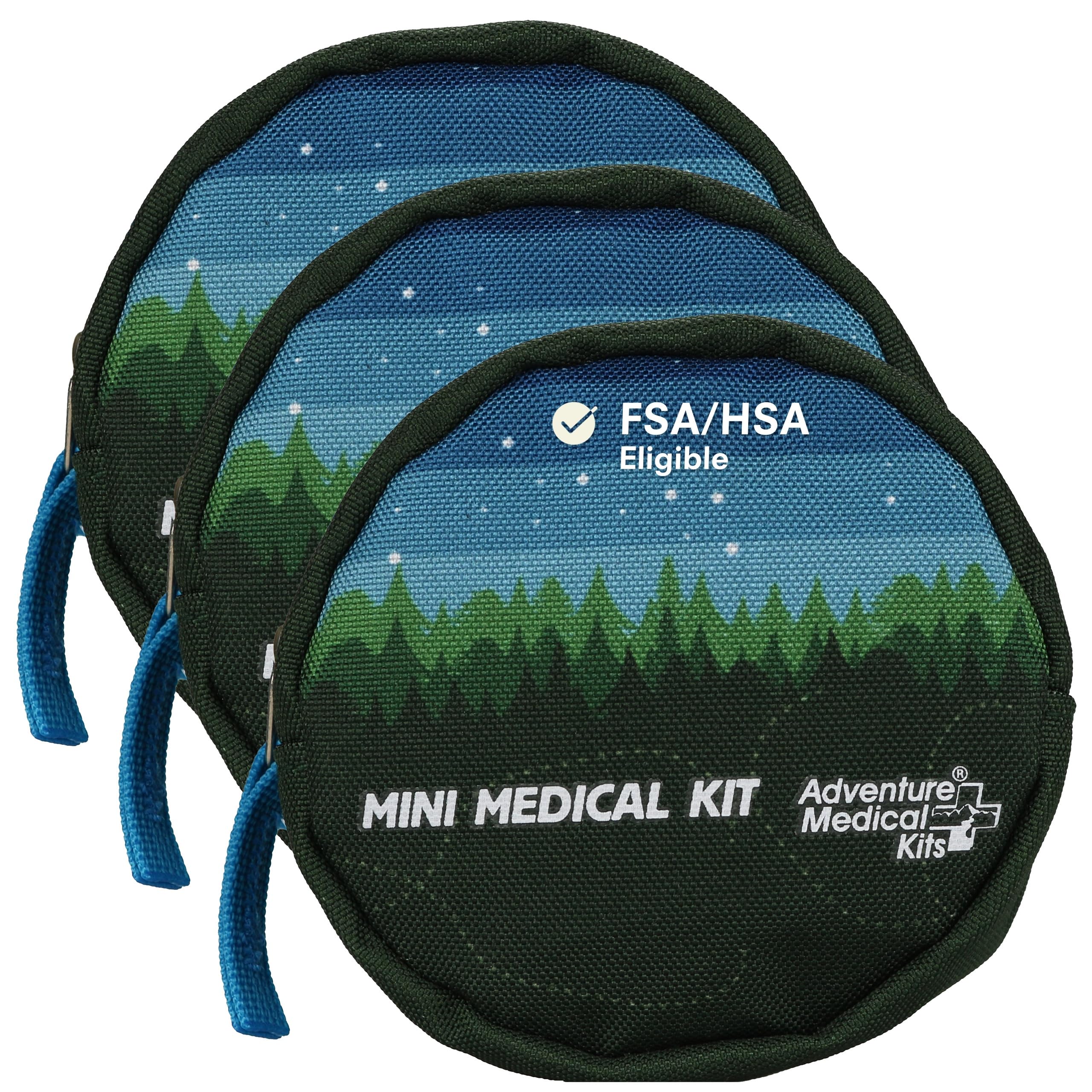 Adventure Medical Kits Mini Limited Forest Kit 3 Pack front view, compact outdoor first aid on trips.