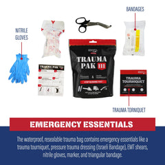 Adventure Medical Kits Trauma Pak III nitrile gloves ensure hygienic handling.