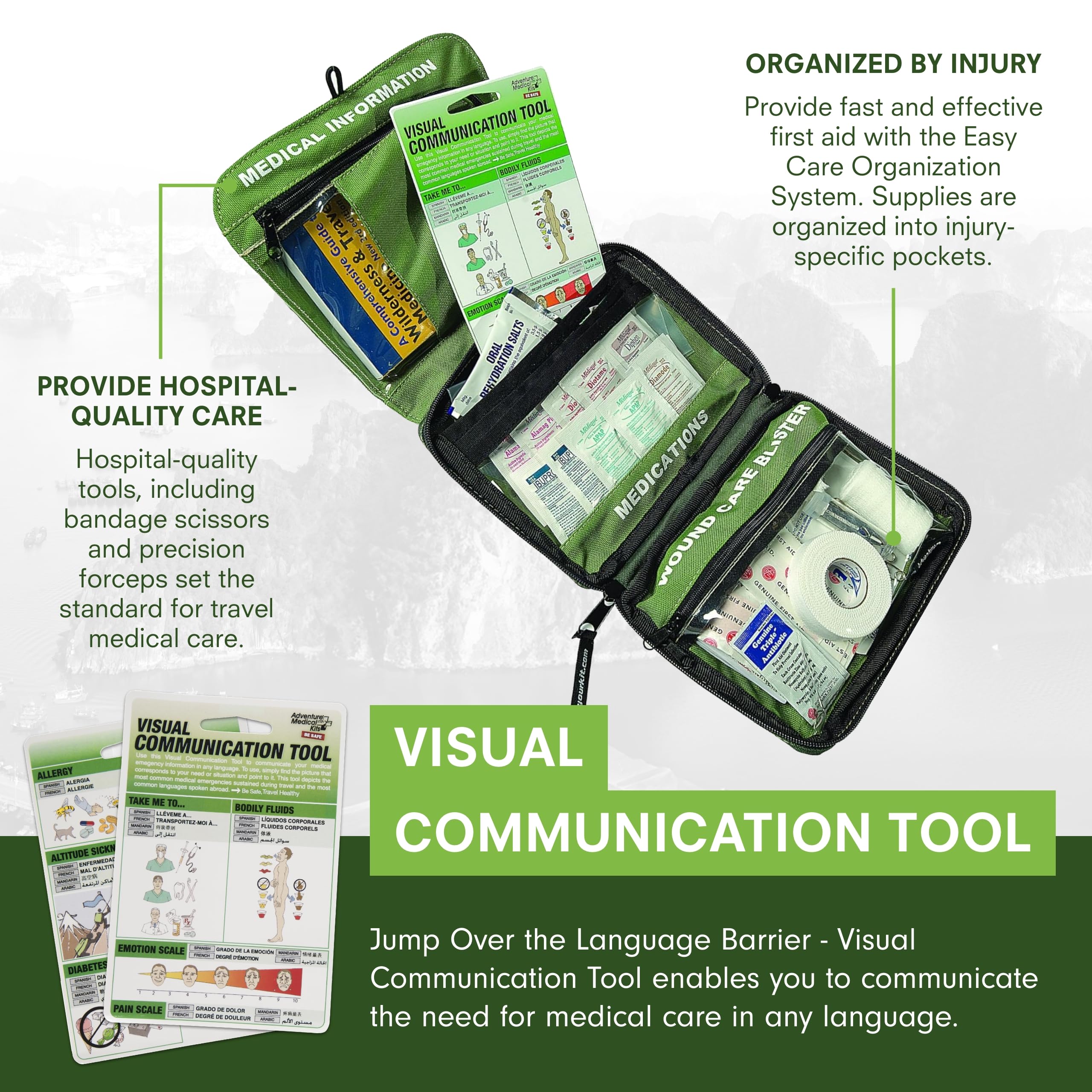 Space for personal medications in Adventure Medical Kits World Travel First Aid Kit