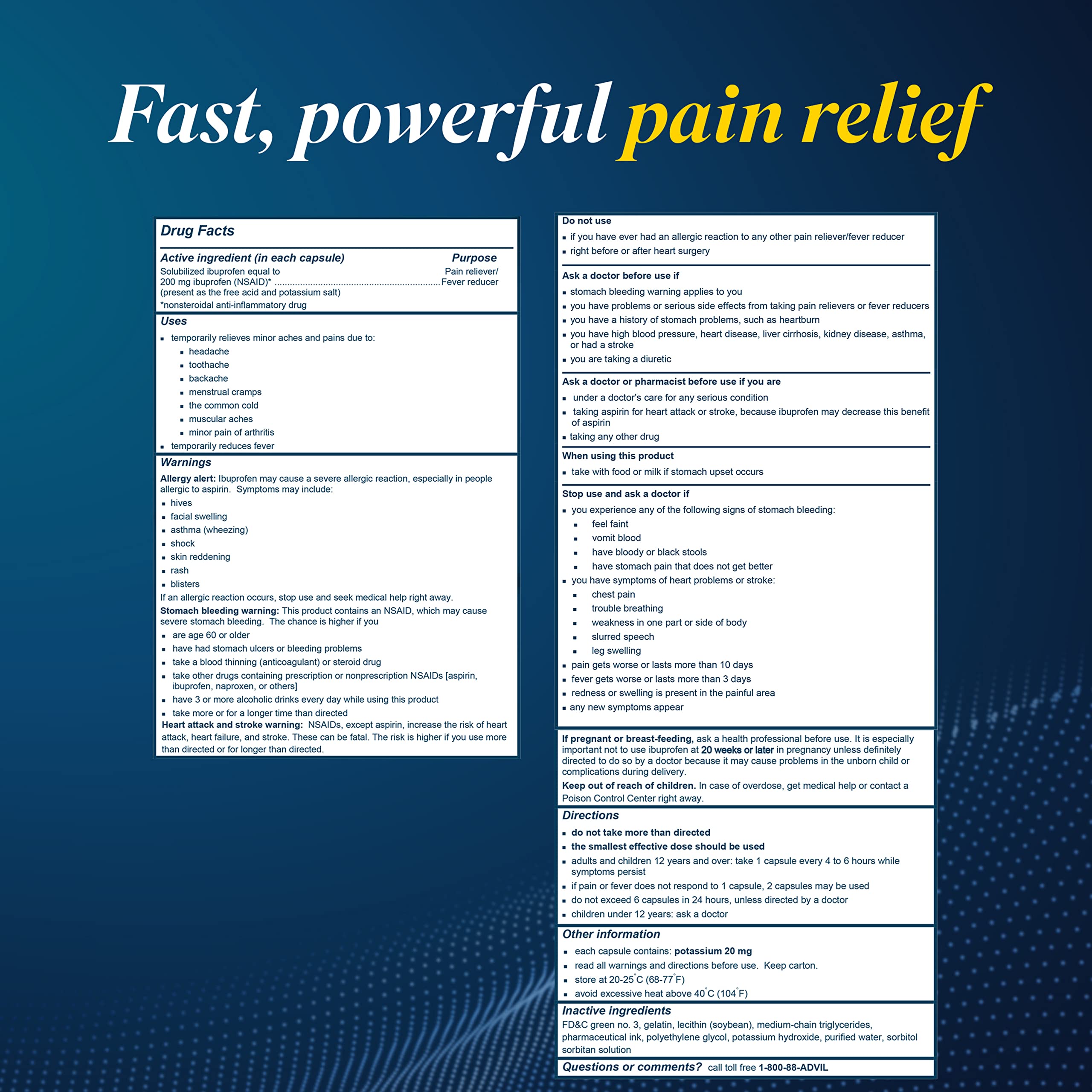 Menstrual pain relief in convenient on-the-go packaging.
