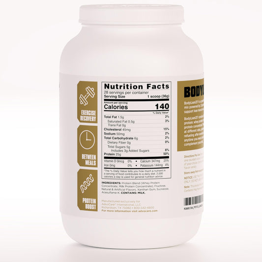 AdvoCare BodyLean25 scoop powder for quick protein intake after workouts.