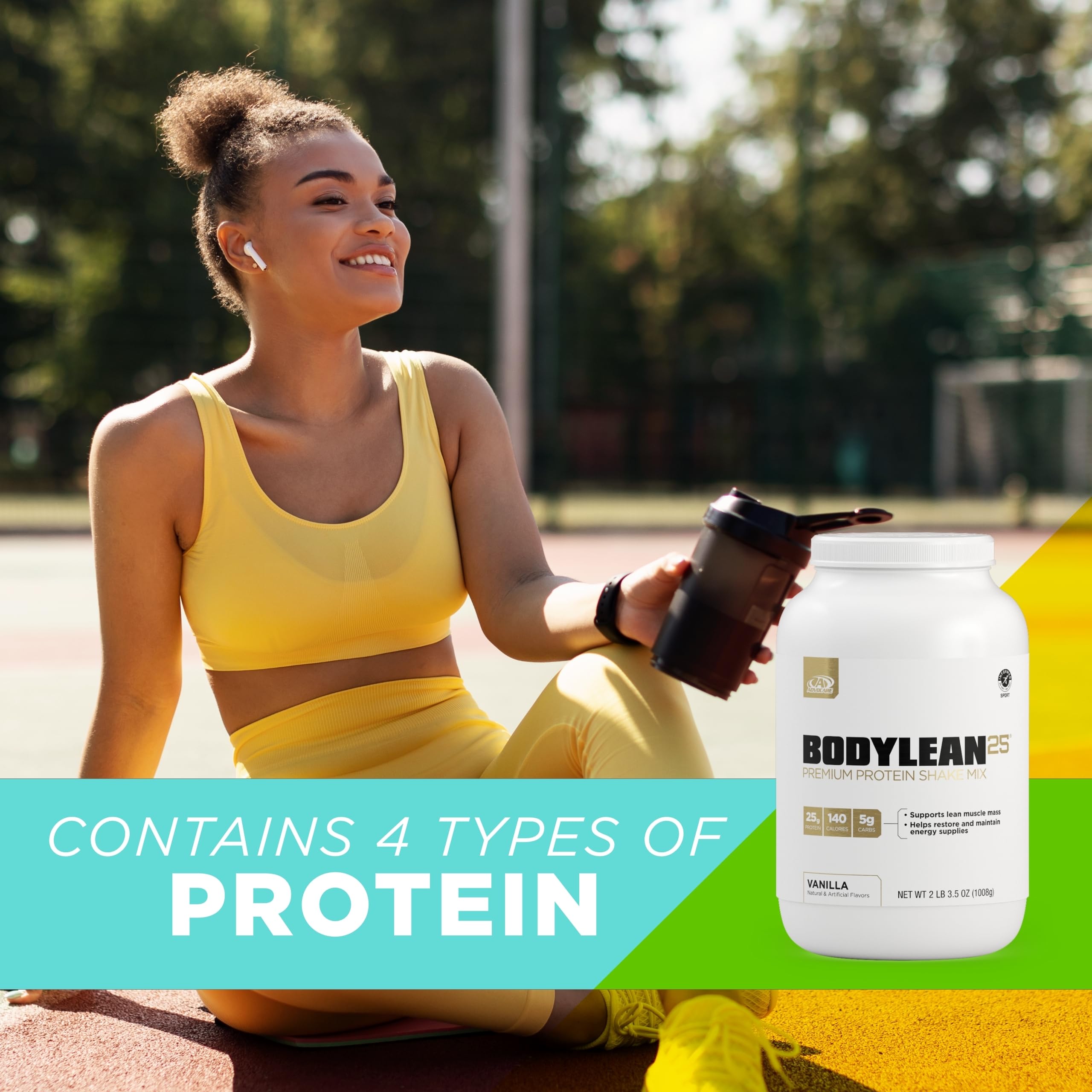 AdvoCare BodyLean25 chocolate shake in glass, ready for post-workout energy.