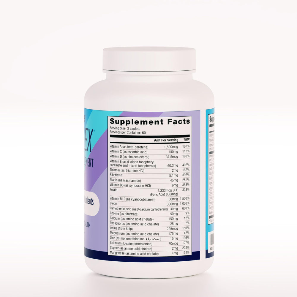 Close-up of AdvoCare CorePlex label highlighting vitamins and minerals.