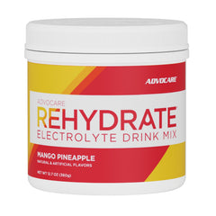 AdvoCare Rehydrate bottle pour demonstrates rapid hydration for active workouts