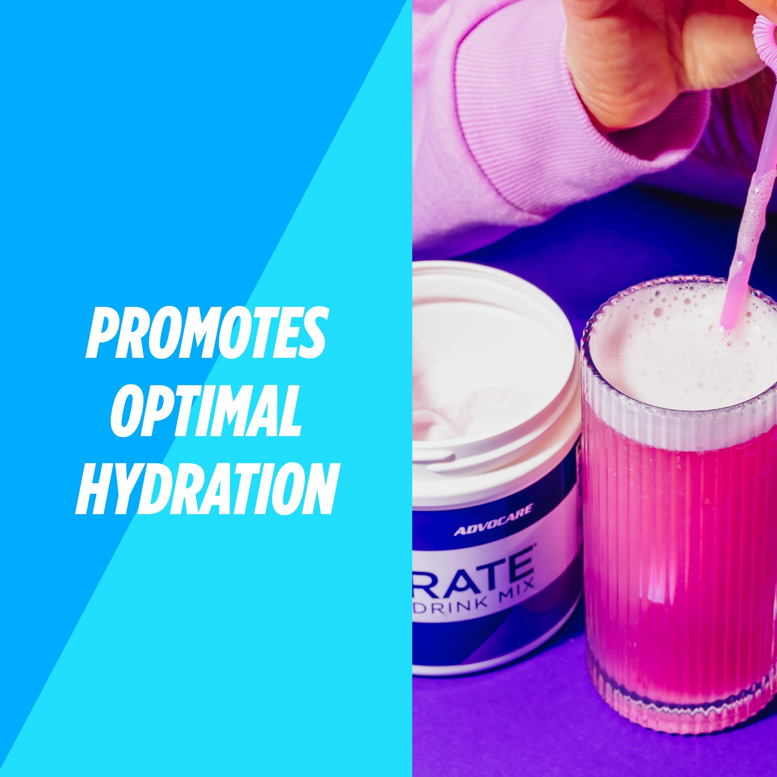 AdvoCare Rehydrate grape powder mixing in a sports bottle after workouts.
