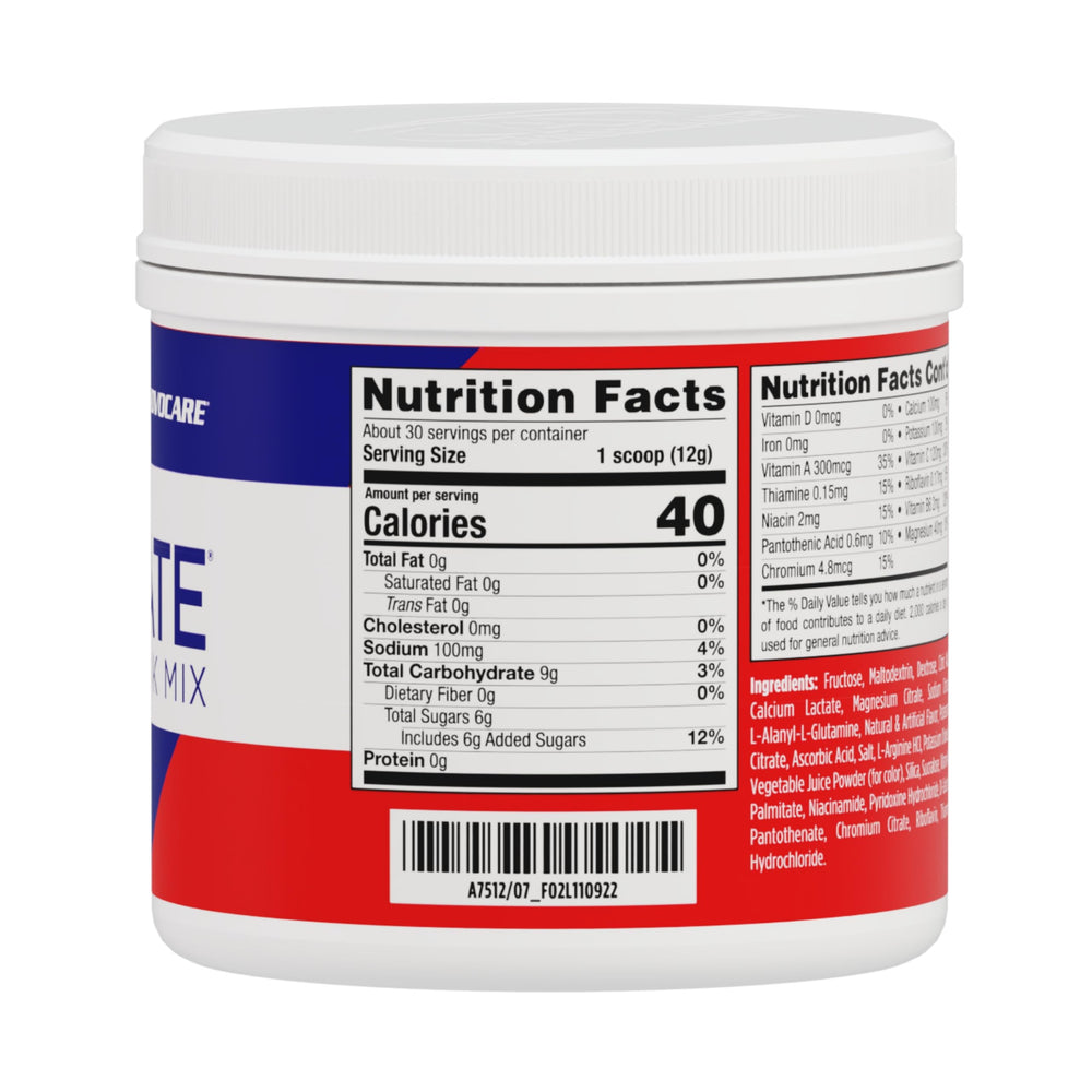 AdvoCare Rehydrate ingredients closeup highlighting electrolytes and amino acids.