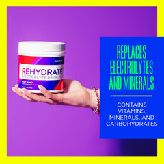 AdvoCare Rehydrate mixed in glass with fruit punch flavor appealing.