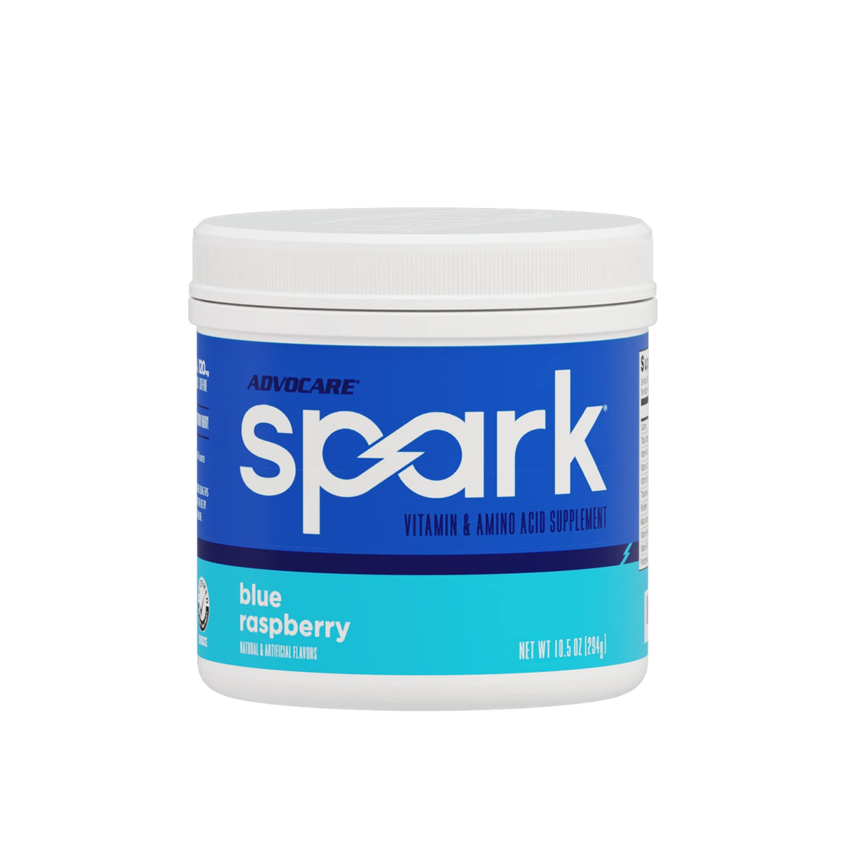 AdvoCare Spark blue raspberry tub for convenient on-the-go energy.