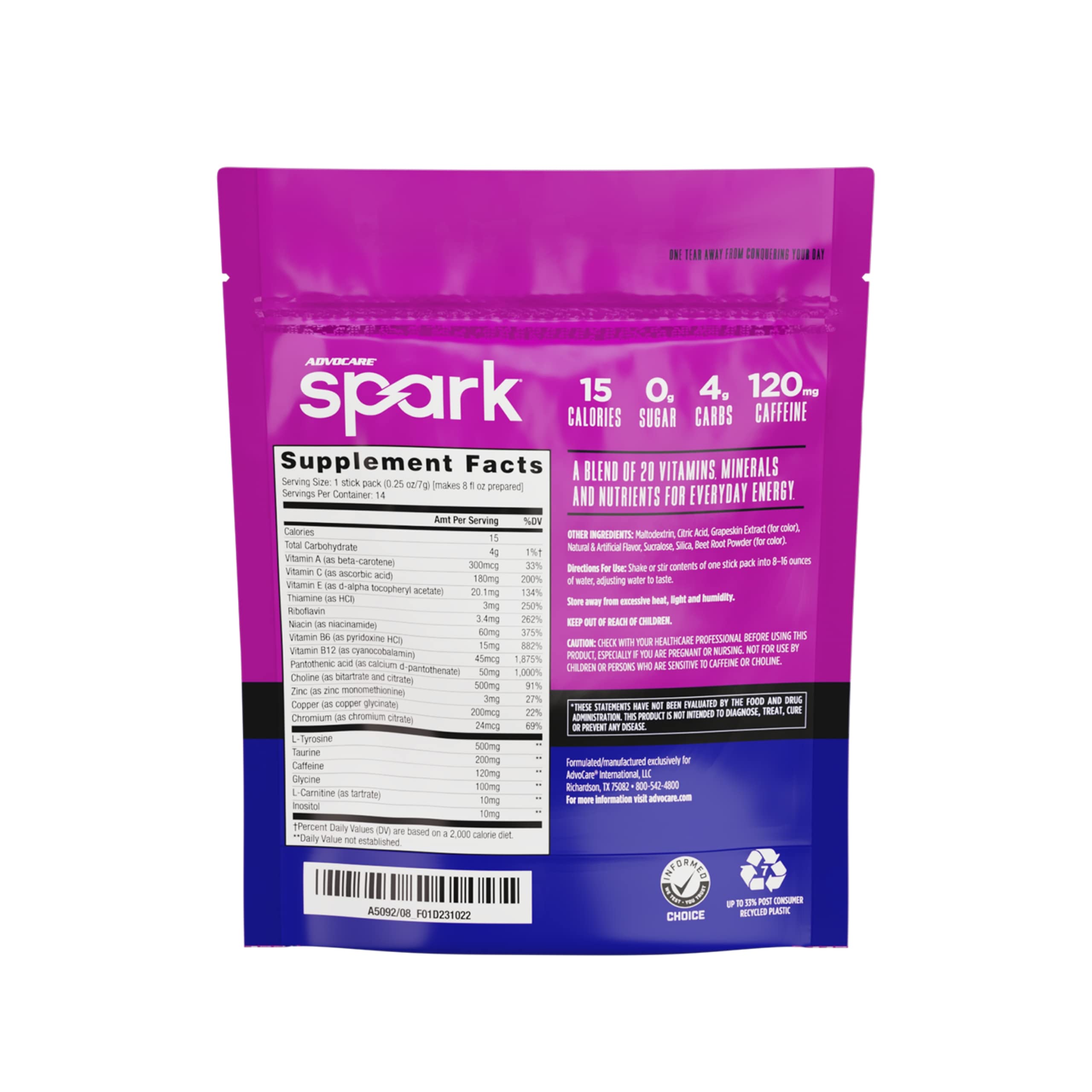 AdvoCare Spark caffeine boost supports sustained daytime energy
