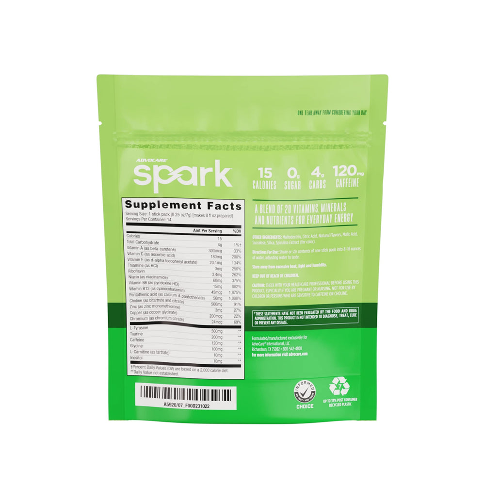 AdvoCare Spark energy mix powder ready to dissolve for focus.