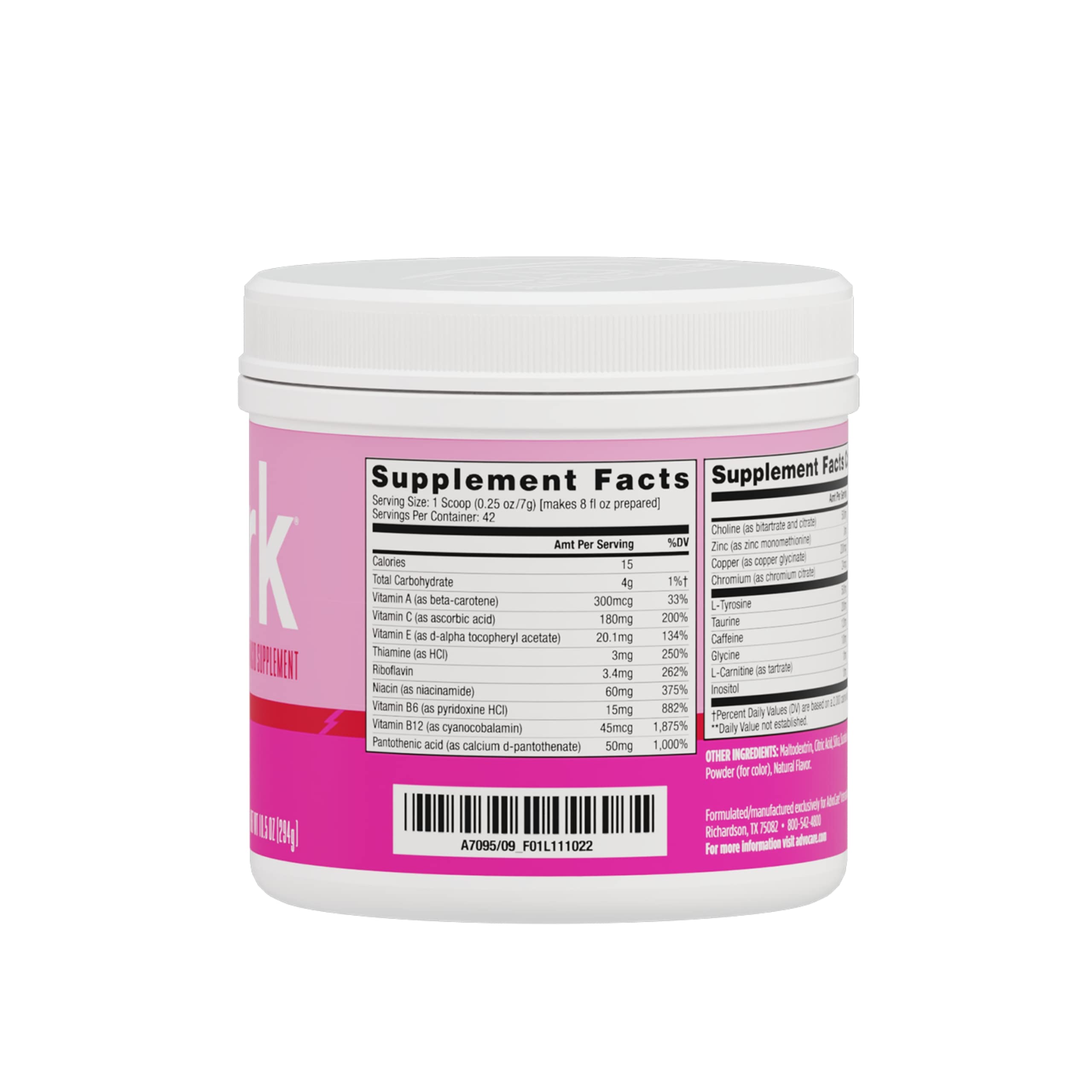 AdvoCare Spark pink lemonade scoop dissolving in water for quick energy