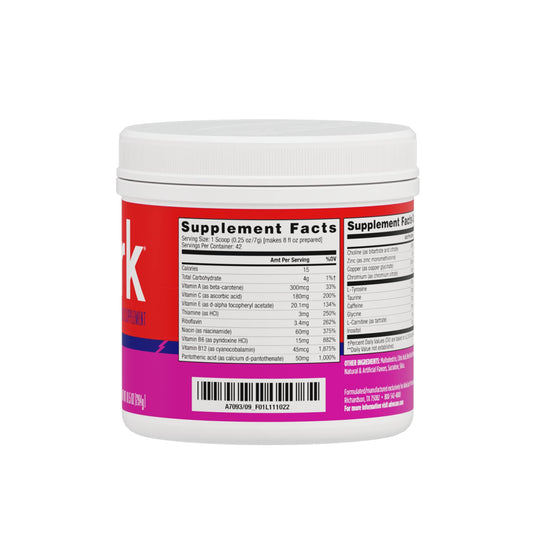 AdvoCare Spark scoop next to tub, showing quick, convenient dosing for energy boost