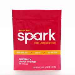 AdvoCare Spark stick pack in cranberry peach orange flavor for on-the-go energy and focus