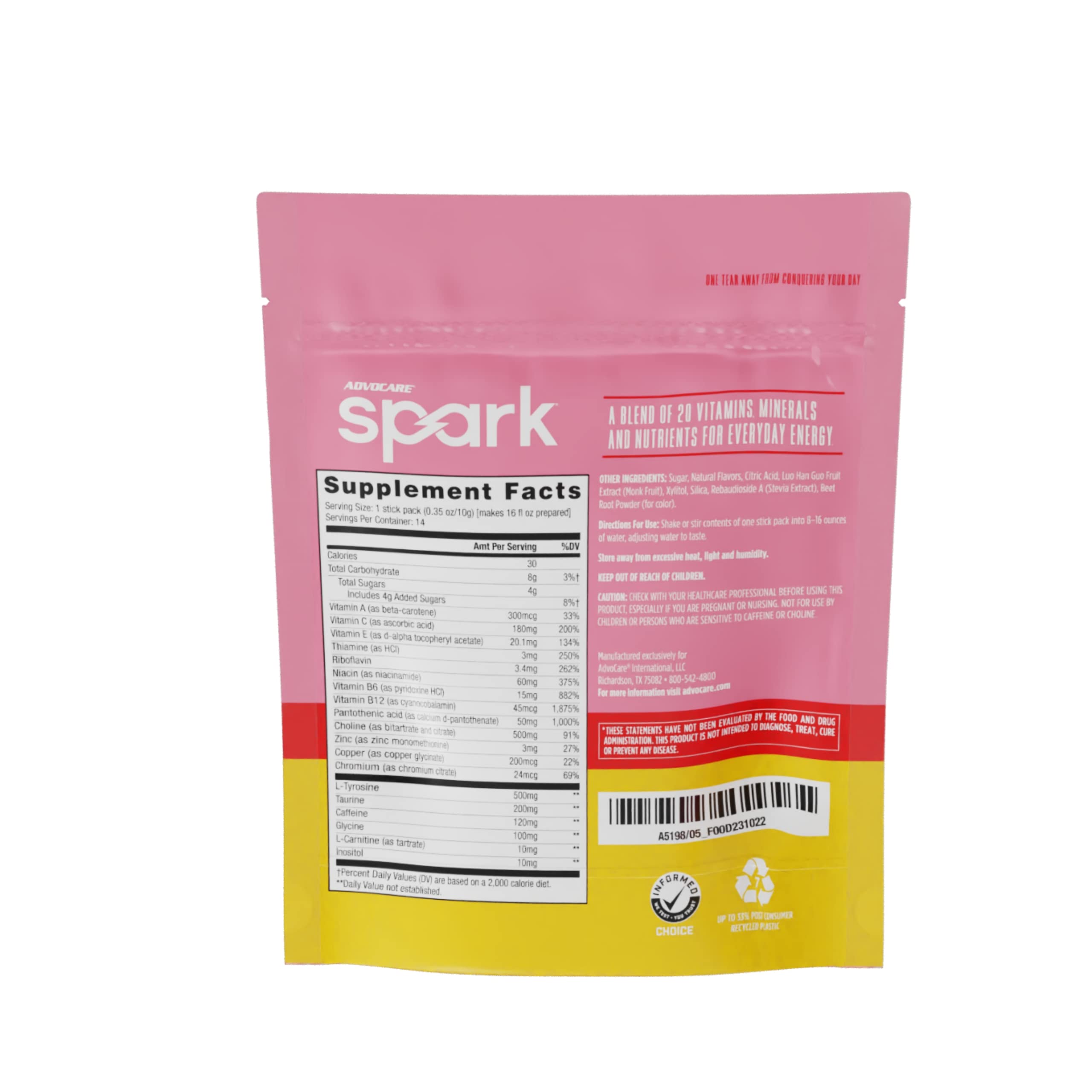 AdvoCare Spark stick-pack opens for a convenient on-the-go energy boost during workouts