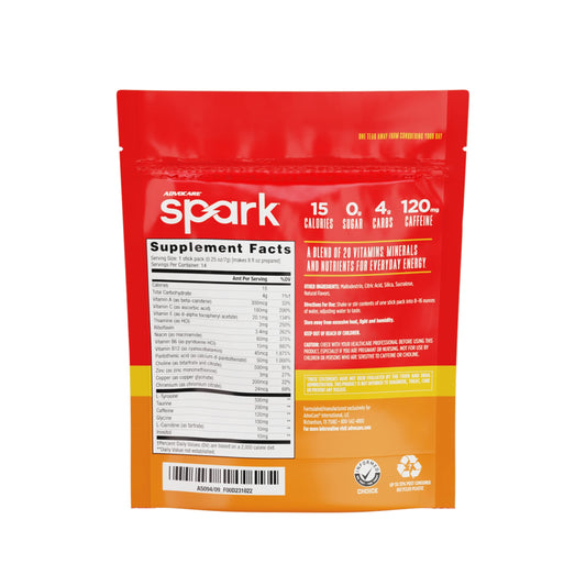 AdvoCare Spark stick packs close-up shows convenient caffeine in sugar-free format