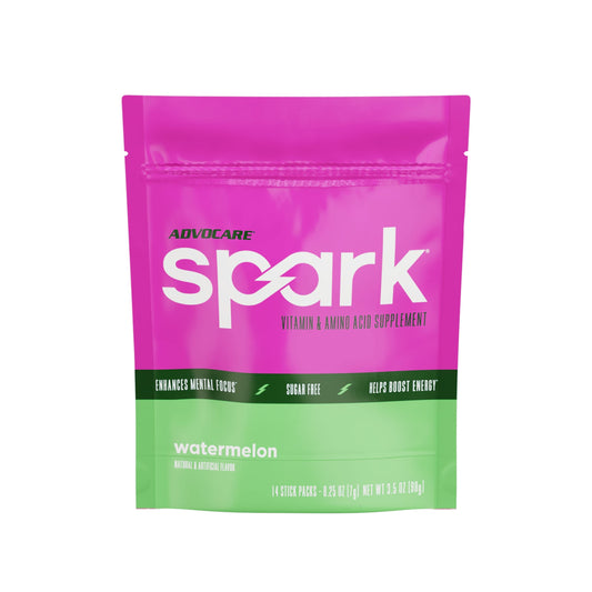 AdvoCare Spark Watermelon stick-pack for on-the-go energy and focus.