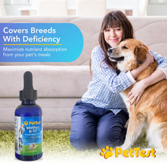 Advocate PetTest methyl B12 drops being administered to a dog for energy support