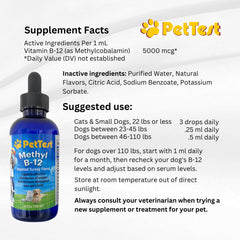 Advocate PetTest Methyl B12 drops support for pet energy and vitality.