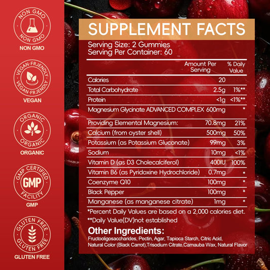 AEQNJV Magnesium Glycinate Gummies bottle with 120 gummies for daily use.