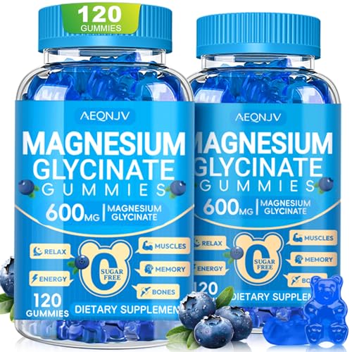 AEQNJV Magnesium Glycinate Gummies bottle front for daily wellness.