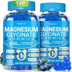 AEQNJV Magnesium Glycinate Gummies bottle front for daily wellness.
