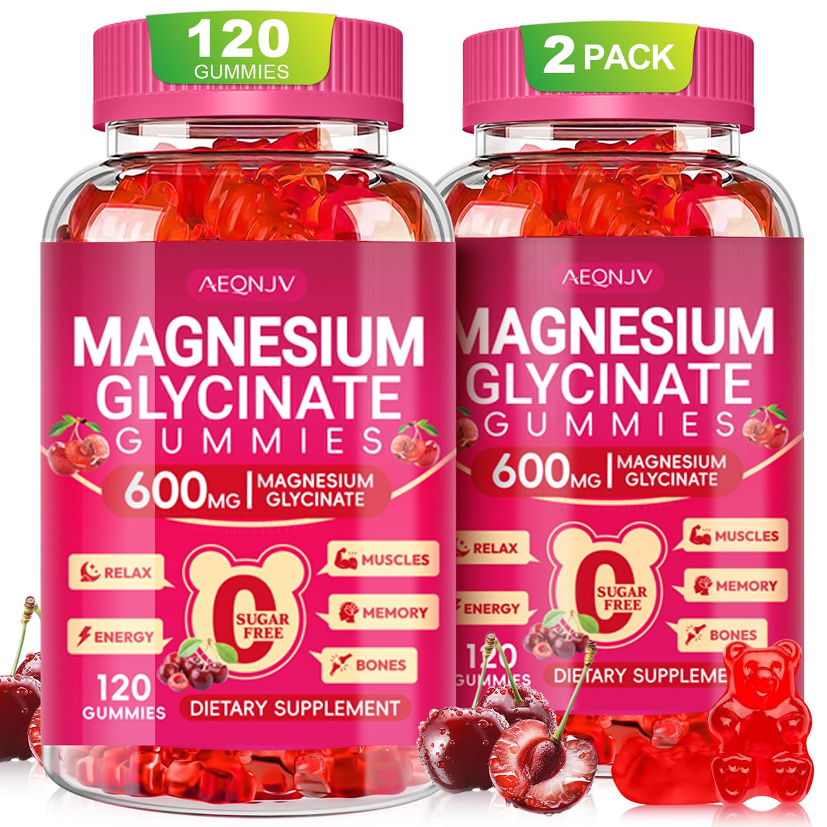 AEQNJV Magnesium Glycinate Gummies cherry flavor for a tasty sleep-ready routine.