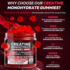 AEQNJV Creatine Gummies strawberry flavor close-up highlights vegan and gluten-free attributes