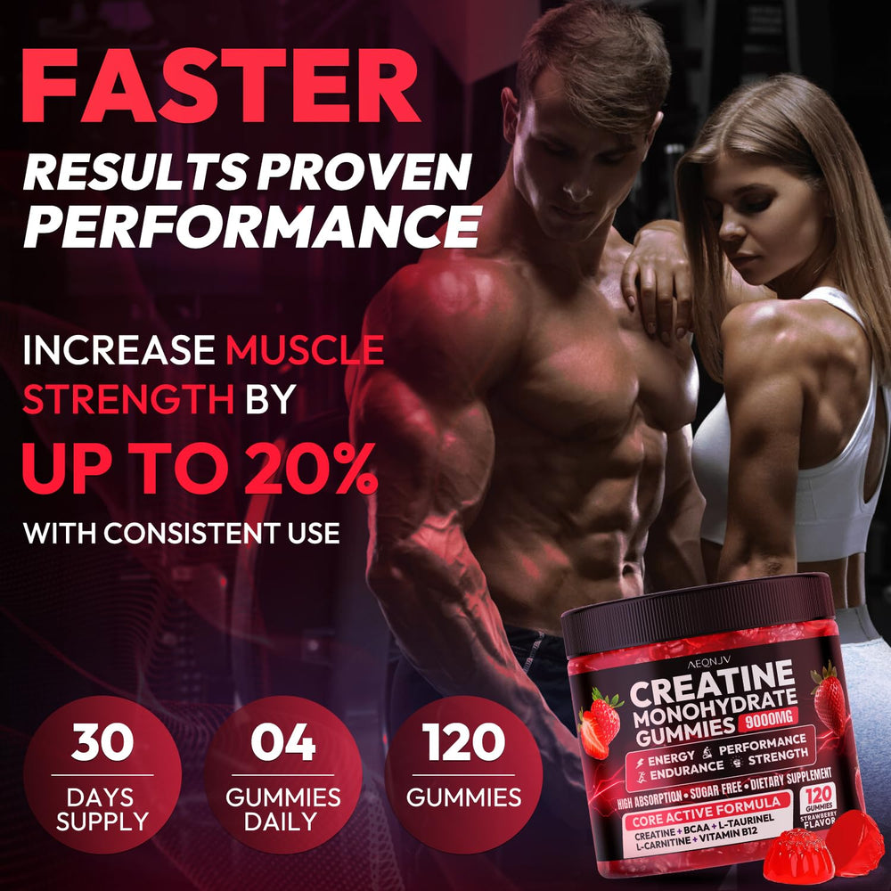 AEQNJV Creatine Gummies packaging demonstrates portability for workouts
