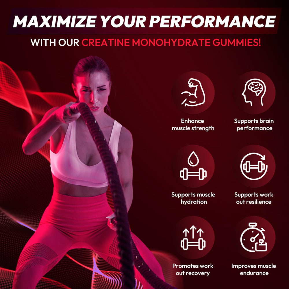 AEQNJV Creatine Gummies serving of 4 gummies for convenient on-the-go fueling