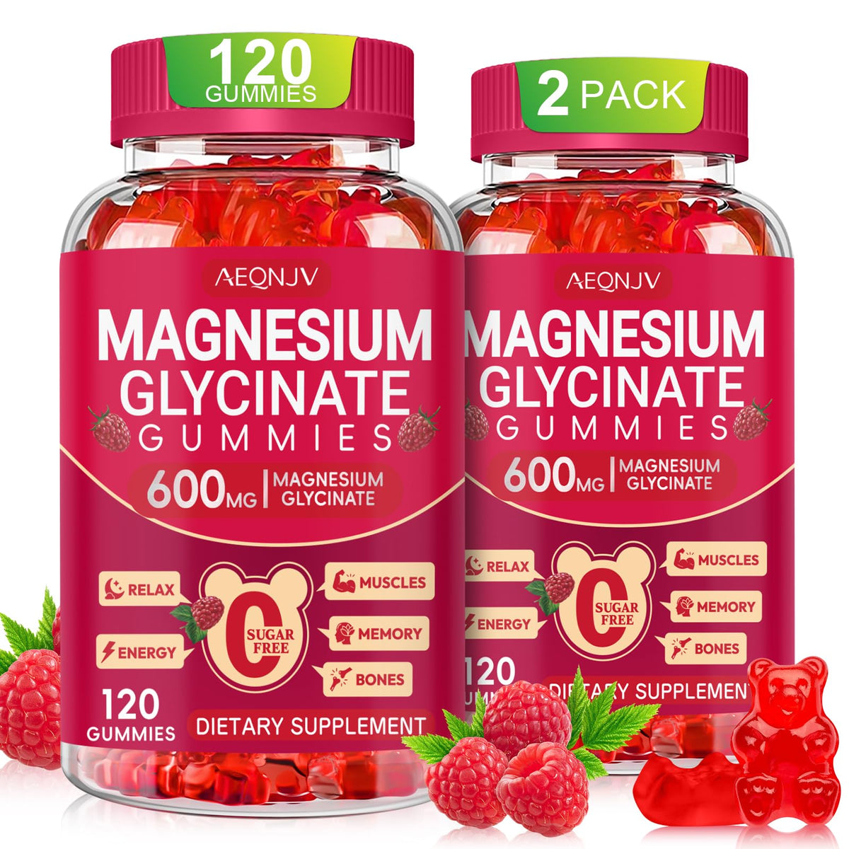AEQNJV Magnesium Glycinate Gummies bottle for a soothing evening routine.