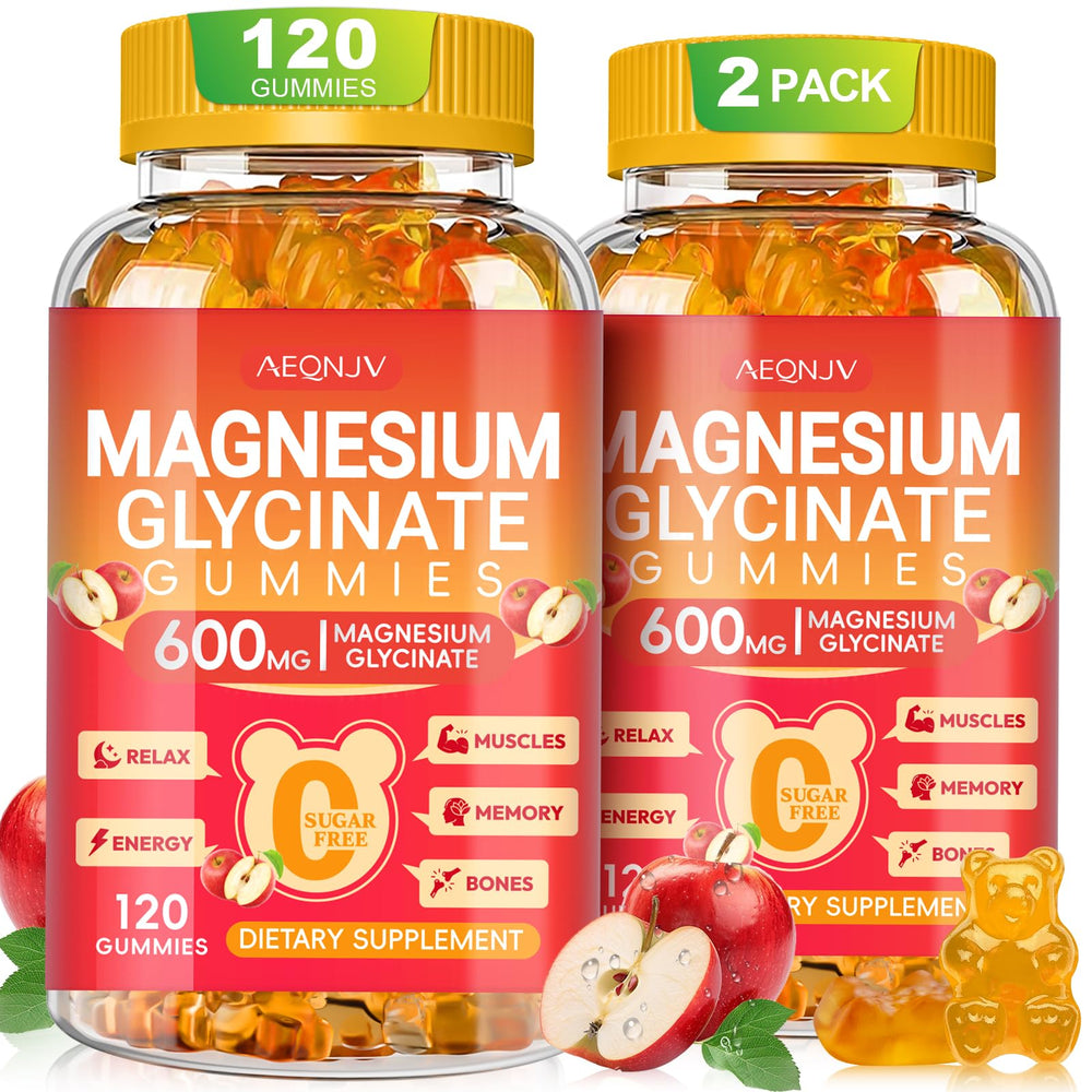 AEQNJV magnesium glycinate gummies apple flavor bottle for daily intake