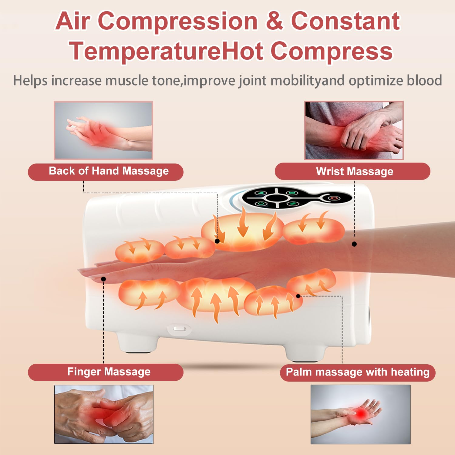 AERLANG cordless hand massager with USB-C charging for convenient use anywhere