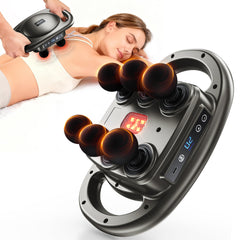 AERLANG massage gun with six heads for targeted deep-tissue percussion.