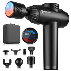 AERLANG massage gun with heat and cold settings for targeted muscle relief.