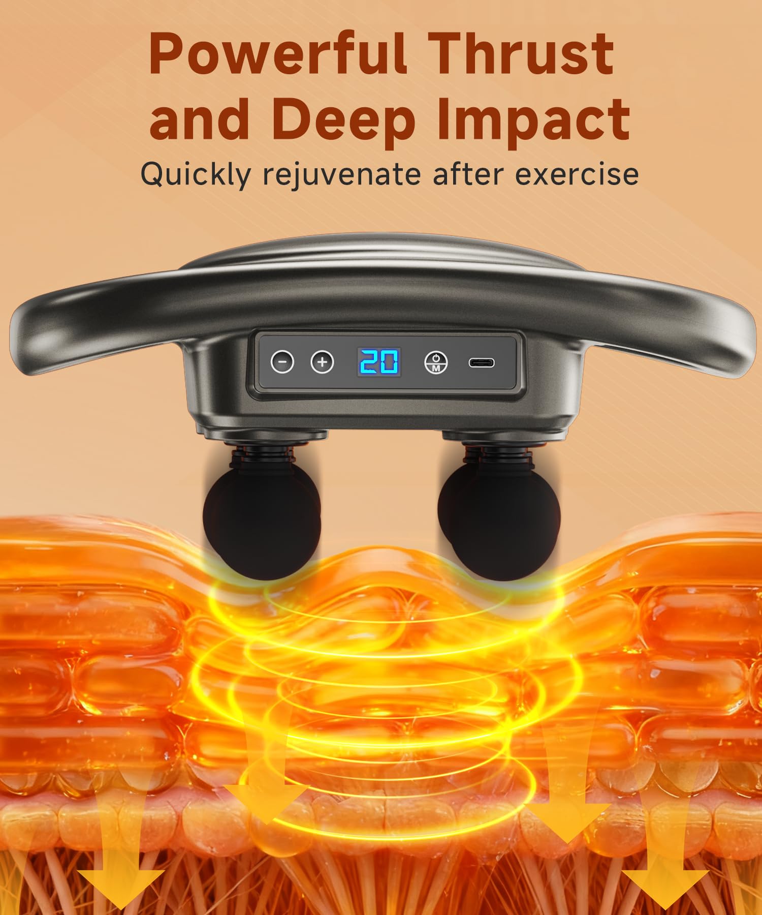 AERLANG six-head attachments cover multiple muscle groups for versatile massage.