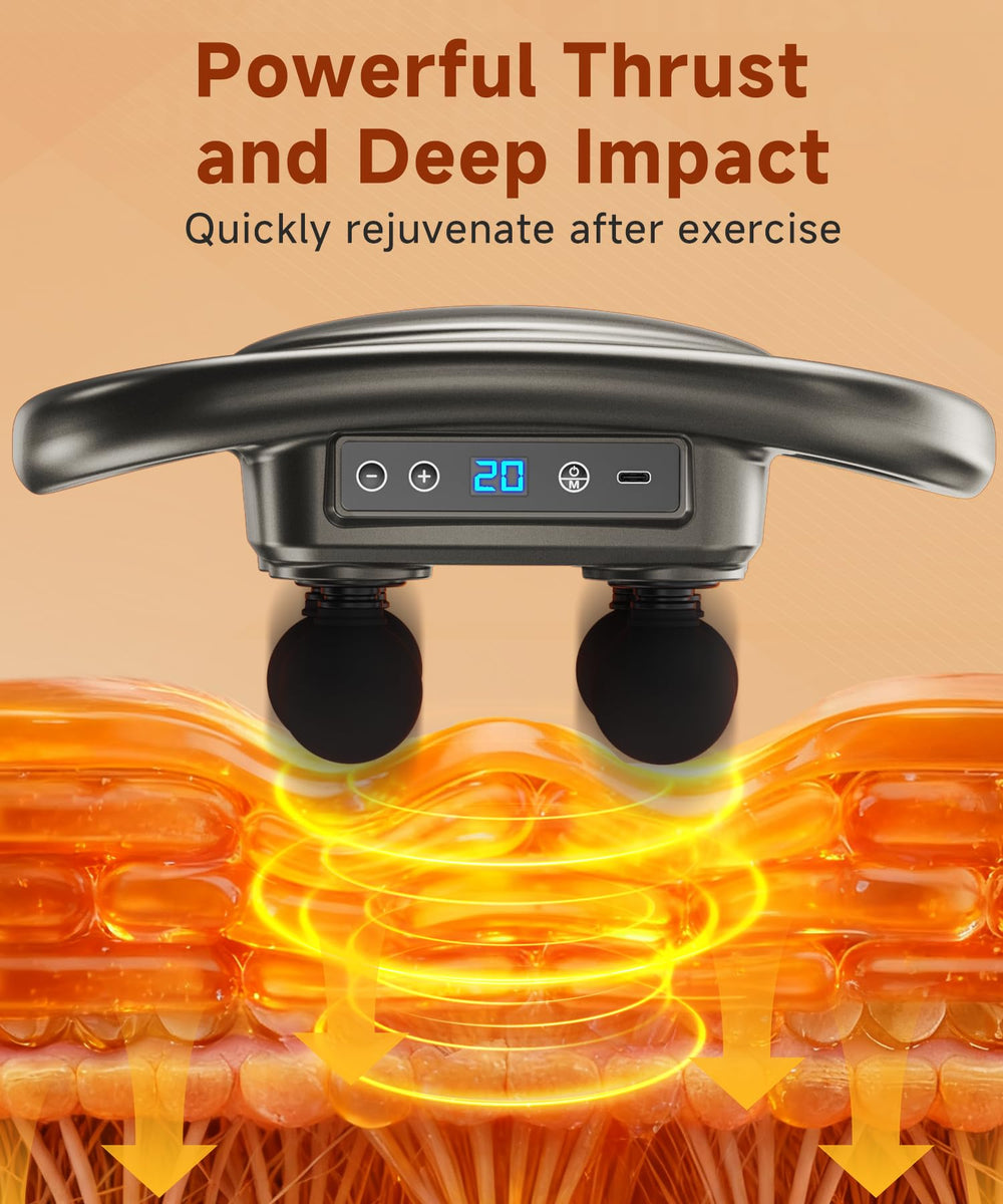AERLANG six-head attachments cover multiple muscle groups for versatile massage.