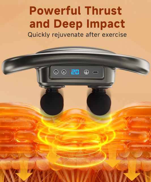 AERLANG six-head attachments cover multiple muscle groups for versatile massage.