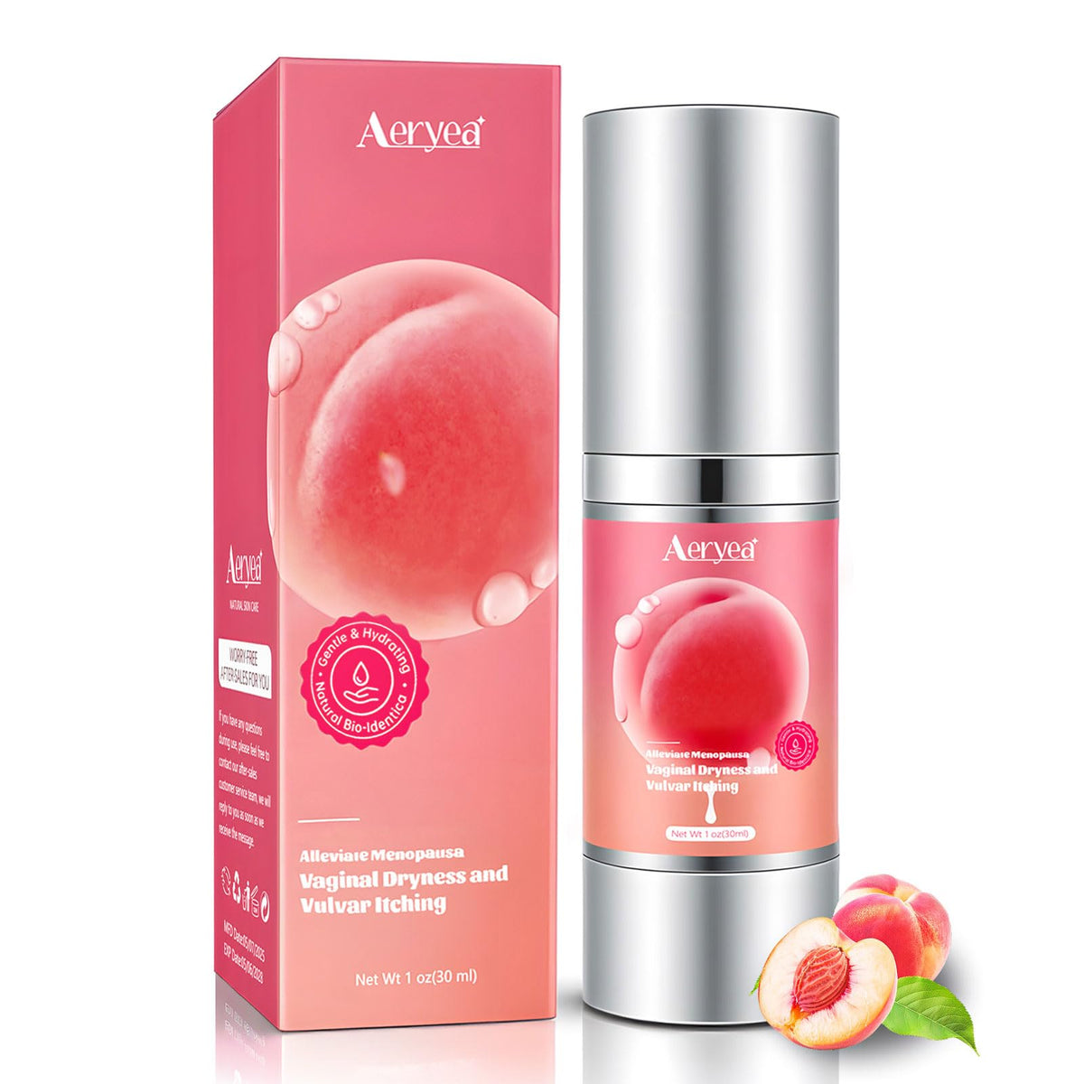 Aeryea Estriol cream bottle for menopause balance and comfort.