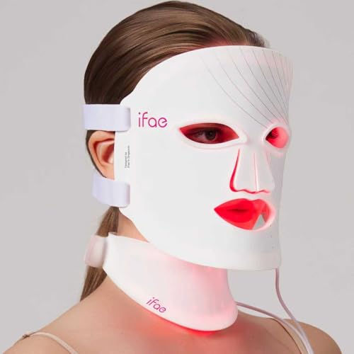 Aesthifae red light mask on face and neck for at-home skin rejuvenation