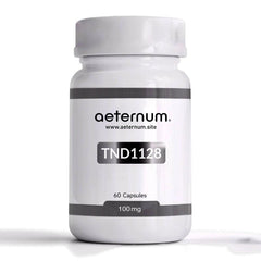 Aeternum TND1128 bottle with vegan 100mg capsules for potential NAD+ support