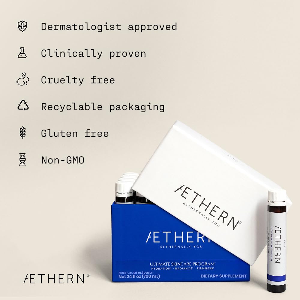 AETHERN bottle on vanity showcases premium at-home skincare routine.