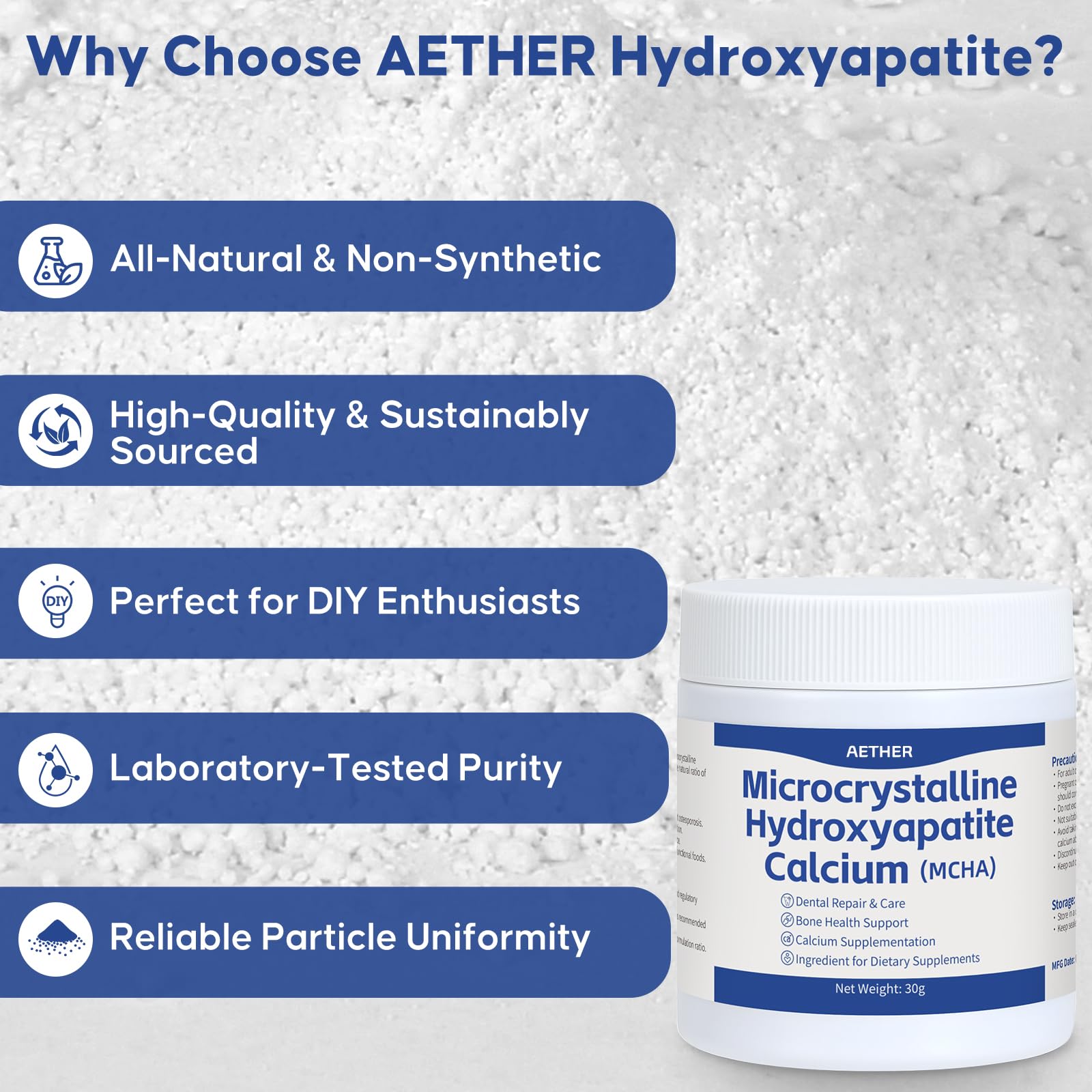 AETHER MCHA 30 g packaging, ideal for initial trials and experiments.
