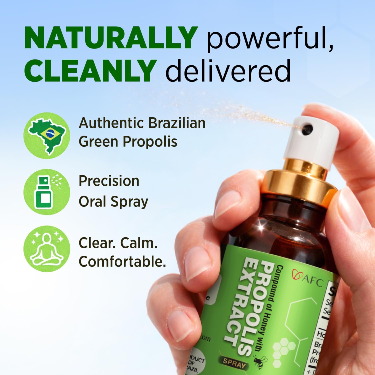 AFC Japan Alcohol-extracted propolis visual showing high potency