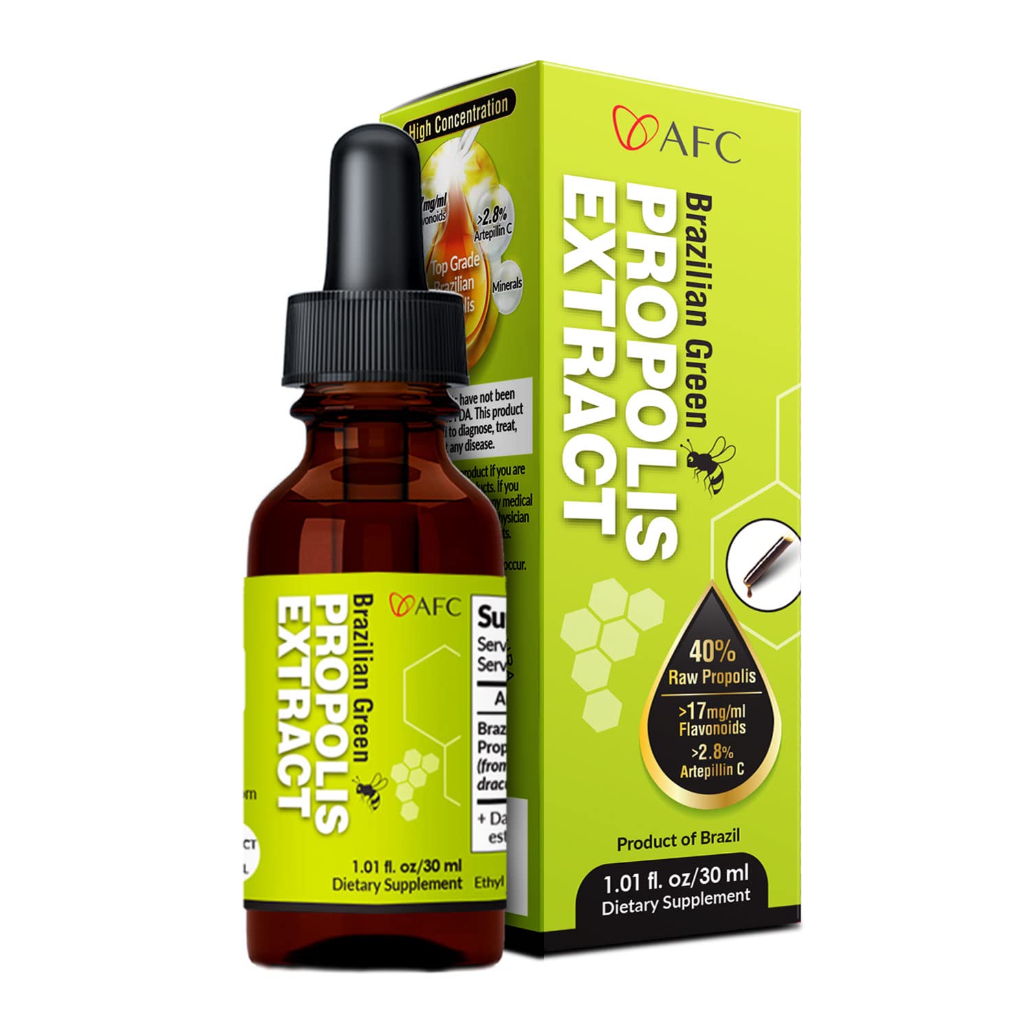 AFC Japan Brazilian Green Propolis Extract bottle for daily immune resilience