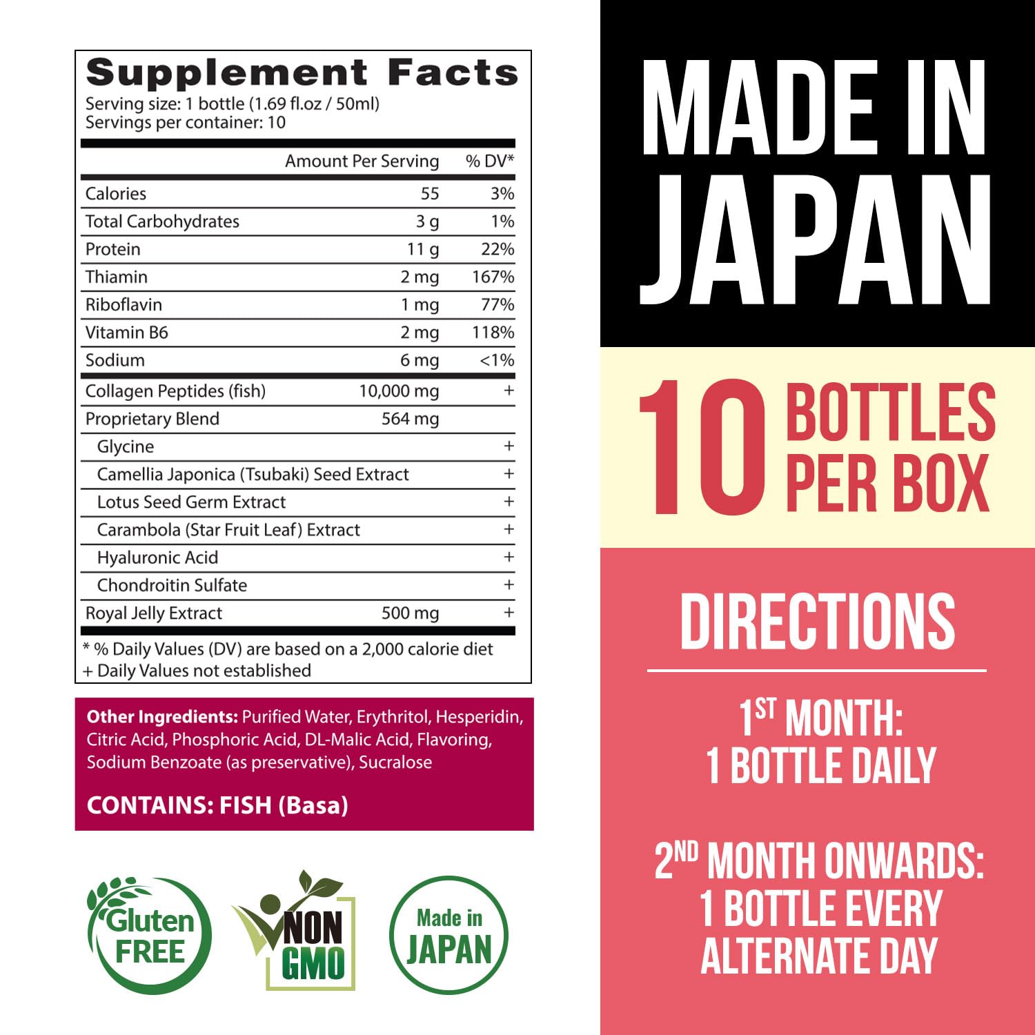 AFC Tsubaki Ageless ingredients icons featuring marine collagen and royal jelly.
