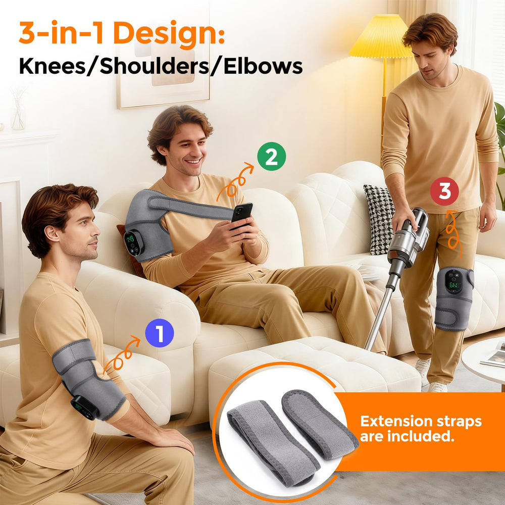 AFDEAL 3-in-1 wrap supports shoulder, elbow, and knee with flexible heat.