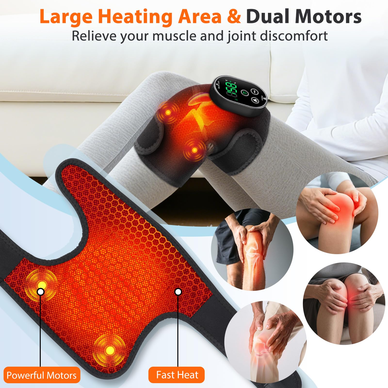 AFDEAL dual vibration motors deliver targeted massage to joints and surrounding muscles