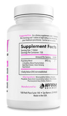Affirm Nitric Oxide Booster for Women tablets close-up, highlighting L-Citrulline and beetroot ingredients.